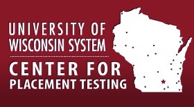 university of wisconsin center for placement testing logo-image of state with stars for each campus